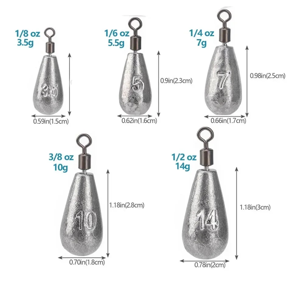 Teardrop Fishing Weight Sinkers (10 Pack)