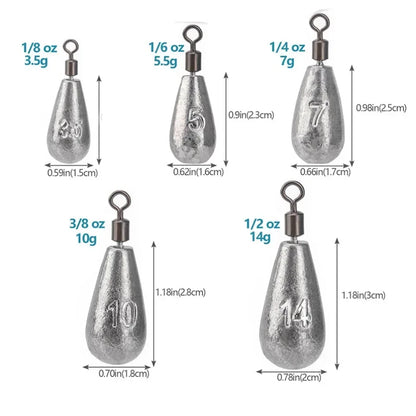 Teardrop Fishing Weight Sinkers (10 Pack)