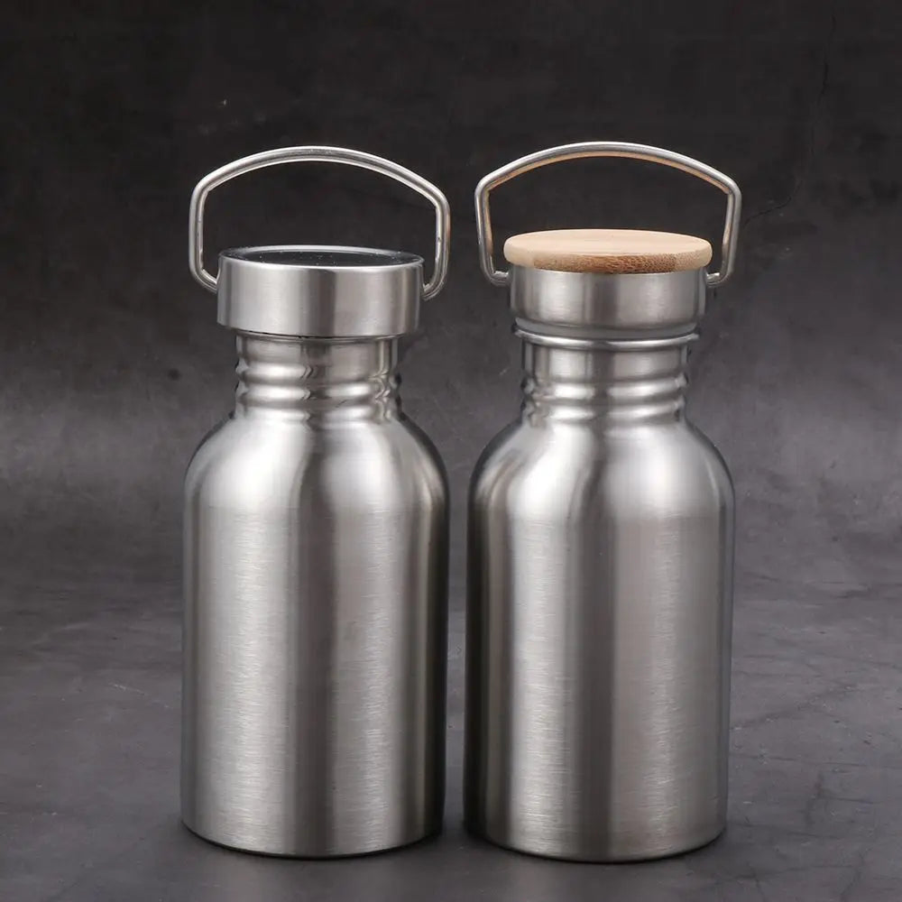Portable Stainless Steel Bicycle Water Bottle Sports Fitness Single Walled Vacuum Insulated Metal Flask