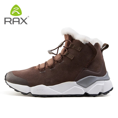 RAX Hiking Boots Men Waterproof Winter Snow Boots Fur lining Lightweight Trekking Shoes Warm Outdoor Sneakers Mountain Boots Men