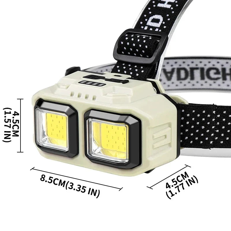 COB LED Powerful Headlamp USB Rechargeable Head Torch USB Rechargeable Waterproof Outdoor Camping Fishing Hunting Search Lantern