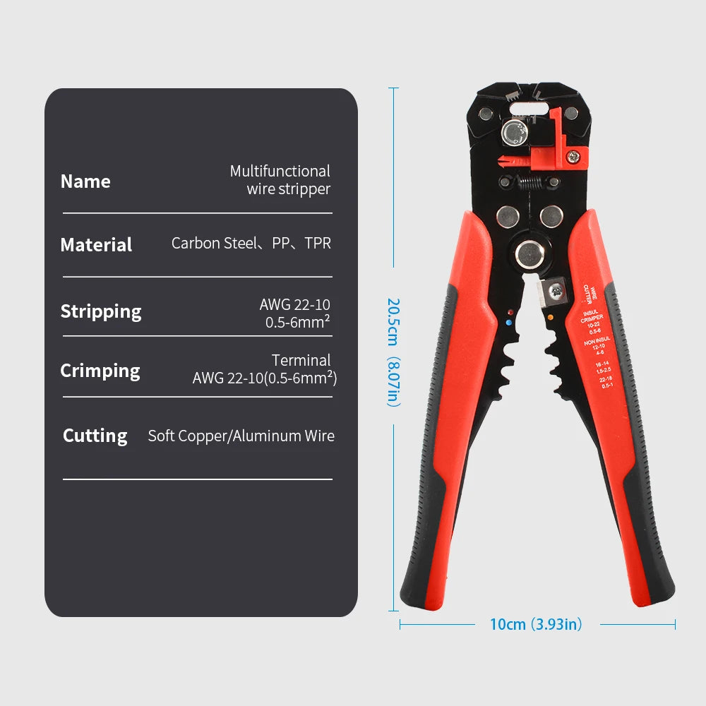 Wire Stripping Multifunctional Pliers AWG 24-10 Cable Cut Crimp Terminal Crimper Hand Tool for Electrician Wire Cutter