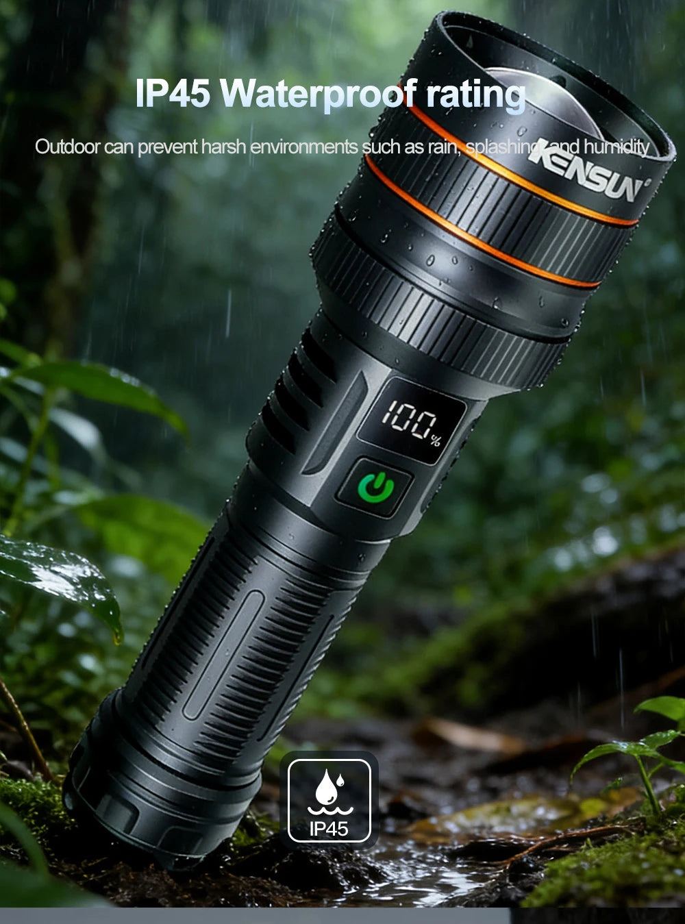 Bright Spotlight Long Range LED Flashlight Type-C Charging Strong Light Lamp Tactical Torch Waterproof Zoom Outdoor Lantern