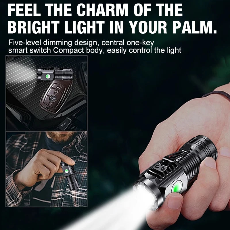New Ultra Powerful Flashlight 3 Core LED Mini Tactical Flashlight USB Rechargeable High Power LED Torch With Magnet Hand Lamp