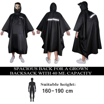 3 In 1 Outdoor Military Raincoat Hooded Sleeve Waterproof Rain Poncho Motorcycle Rain Cover Camping Hiking Travel Rainwear Tent