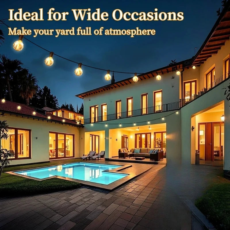 LED String Lights Bulbs 21Meter G40 Globe Lights Outdoor Garden Patio Waterproof Decoration Solar Power Garland Wedding Lighting