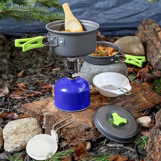 Camping Cooking Set Portable Lightweight Aluminum Camping Pot Set Hiking Picnicking Outdoor Travel Cooking Utensils Set
