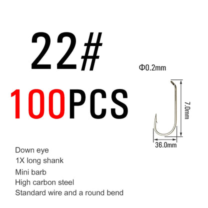 Vtwins 1X Long Shank Fly Tying Hooks (100 Pack)