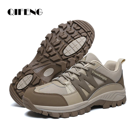 Men’s Casual Mountain Sneakers – Leather Antiskid Outdoor Trail Running Shoes, Winter & Autumn Footwear