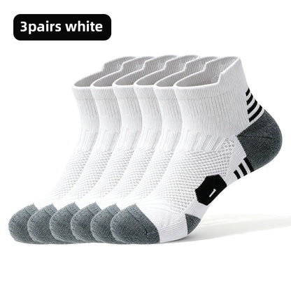 3 Pairs Sports Socks Men Women Short Running Socks Performance Ankle Cushion Wear-resistant Anti Slip Basketball Casual Socks