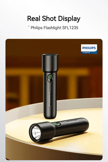 Philips 2025 New EDC Portable Flashlight Rechargeable LED Flashlights for Defensa Personal Self Defense Camping Hiking