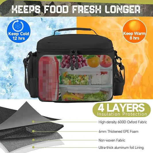 18L Outdoor Insulated Cooler Bag Tactical Lunch Box For Men Expandable Work Camping Outdoor Picnic Leakproof Thermal Bag