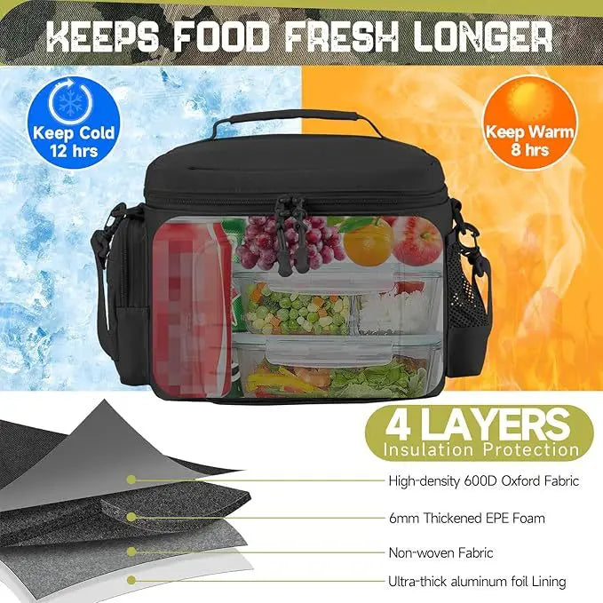 Tactical Thermal Cooler Bag Outdoor Heavy Duty Lunch Box Work Leakproof Insulated Durable Lunch Bag For Camping Picnic