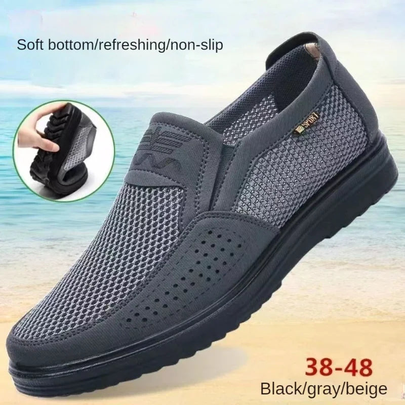 Men’s Summer Casual Sneakers 2025 – Breathable Mesh Slip-On Shoes with Chunky Sole | Lightweight & Affordable