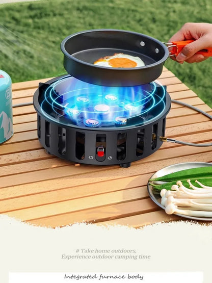 High-Power 7-Core 21000W Portable Camping Stove Windproof Outdoor Gas Burner with Electronic Ignition for Strong Fire Cooking