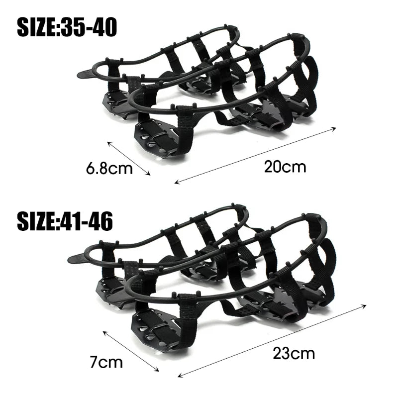 1Pair 24 Teeth Anti-Slip Ice Grips Gripper Shoes Boot Hiking Ice Climbing Shoe Spikes Climbing Chain Crampons Shoes Cover