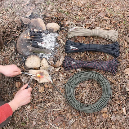 6 Kindling 550 25/100FT 10-Core Paracord 4mm Outdoor Camping Survival Tool Fit PE Fire Rope Fishing Cotton Line Parachute Hiking
