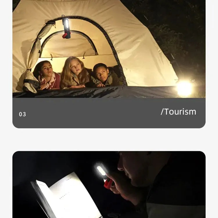 Portable USB Rechargeable Work Light Magnetic COB LED Flashlight Hanging Lamp with Built-in Battery Camping Torch