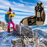 Ice & Snow Grippers with 10 Stainless Steel Spikes | Anti-Slip Traction Crampons for Shoes