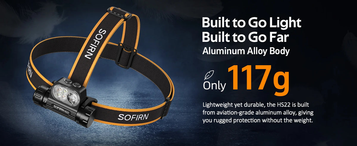 SOFIRN Headlamp HS22 2500lm 18650 4000mAh Flashlight 2700-6000K Stepless SFT25R LED Color Temperature Adjustment  Dual Switch
