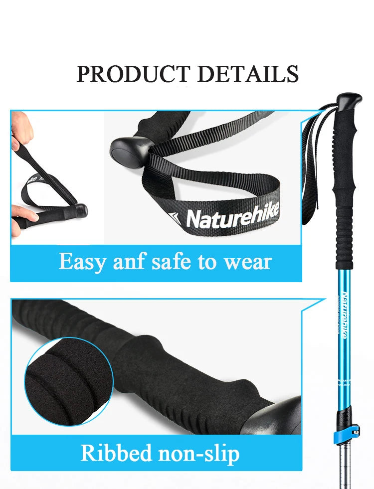 Naturehike Hiking Poles Three Sections Of Aluminum Pole For Mountaineering Hiking Skiing Travel Poles Climbing Trekking Pole