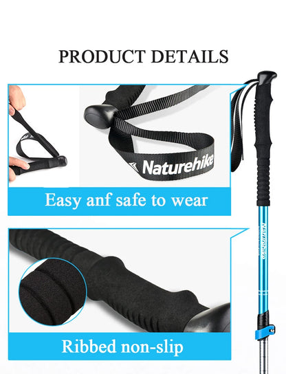Naturehike Hiking Poles Three Sections Of Aluminum Pole For Mountaineering Hiking Skiing Travel Poles Climbing Trekking Pole