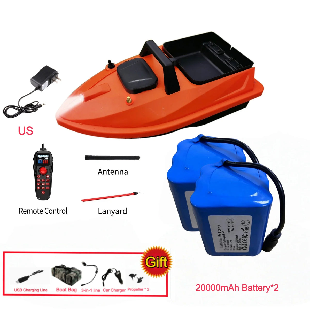 GPS Smart Bait Boat with 24 Saved Fishing Spots & Auto-Return