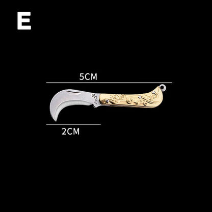 5cm Acrylic Mini Folding Knife Pendant Brass Wood Keychains Sharp Small Blade Portable Hanging Outdoor Camping Unboxing Knife