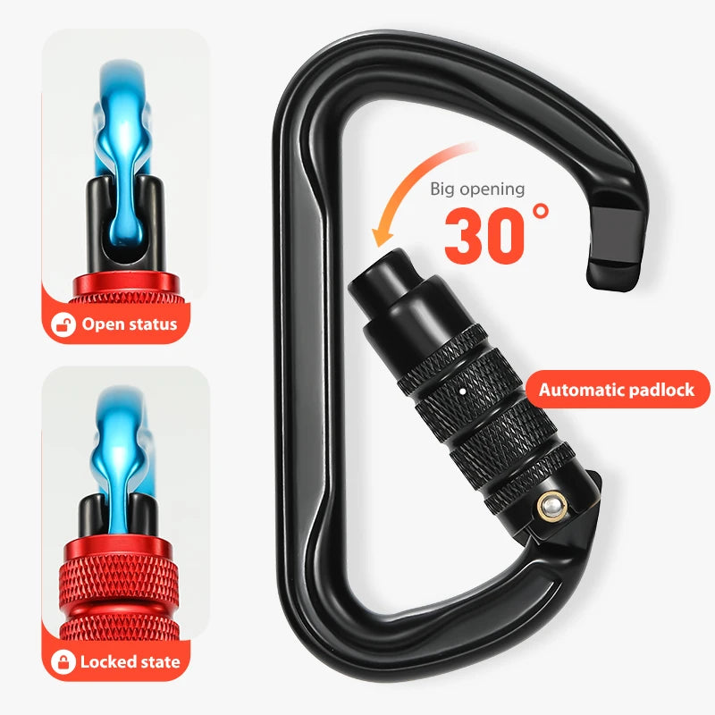 CLIWIZ 30kN Aluminum Safty Climbing Snap Hook New Good Quality H Section D-Twist Carabiner Snap Hook CE/UIAA