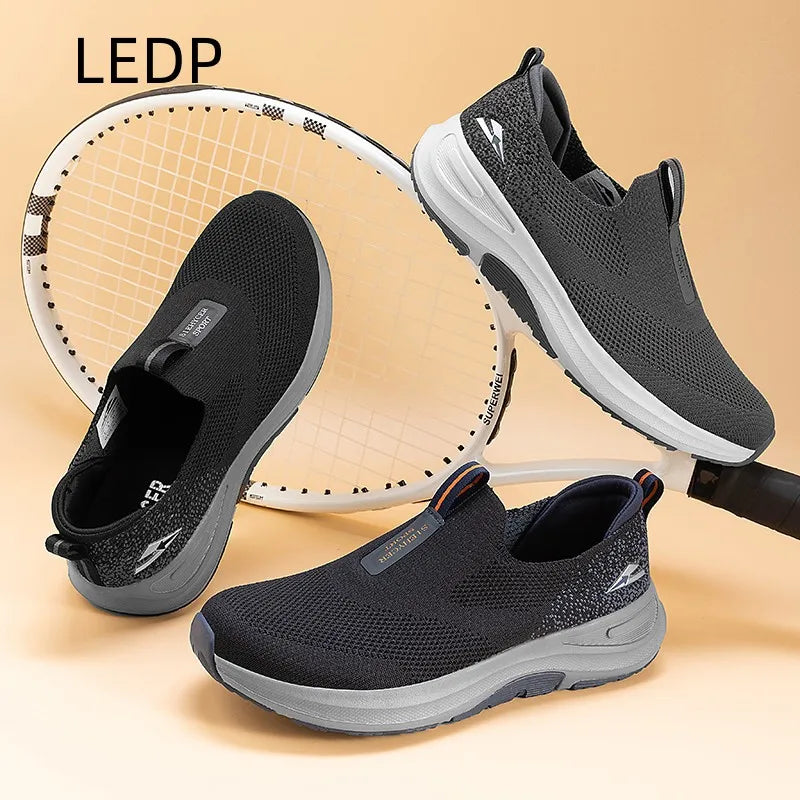 Men’s Lightweight Walking Shoes – Casual Slip-On Sneakers with Breathable Fly Woven Mesh, Comfortable Everyday Footwear