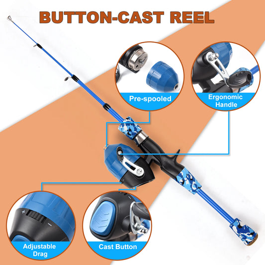 Kids Fishing Rod & Reel Combo, Complete Starter Kit