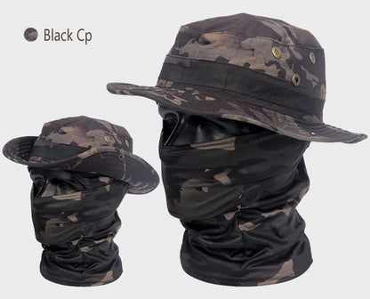 Women Men Hiking Fishing Boonie Hat Outdoor Sport Sun UV Protection Neck Face Camouflage Adjustable Bucket Caps and Mask