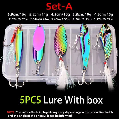 5pcs/lot Wobbler Lures 3g/10g/15g Metal Vib Fishing Lure Set Sinking Hard Metal VIB Sea Fishing Lures Artificial Pesca Bait