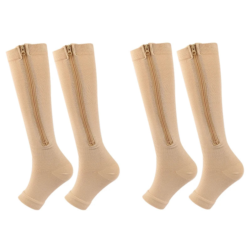 Zipper 4Compression Socks for Varicose Support Outdoor Running Fitness Hiking Anti-Fatigue Medical Care Diabetes Swelling Relief
