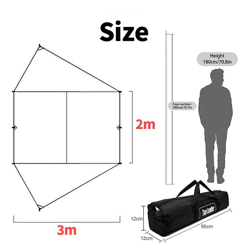 SUV Car Side Awning Tarp Black Coating Waterproof UV Protection Suction Cup Shelter Tent Camping Touring Outdoor Shade Manta Ray