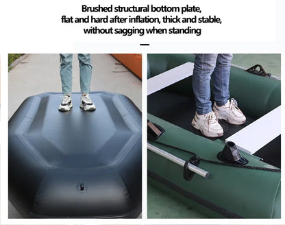 PVC Inflatable Fishing Kayak Boat (1.75–3.6m) – Air Deck & Slat Bottom Dinghy Raft with Oar Seats & Safety Net