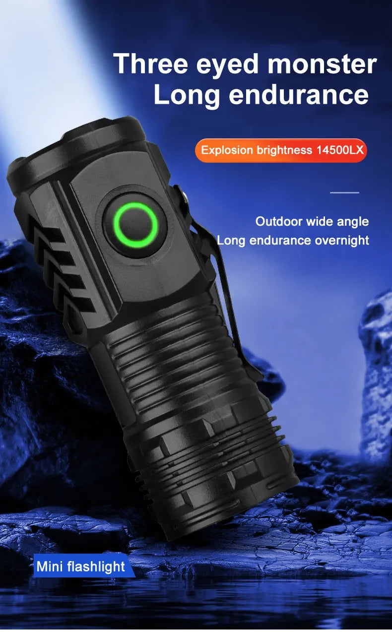 Rechargeable Outdoor Flashlight Portable Strong Light Waterproof Torch for Camping Walking Portable EDC Lighting Lamp