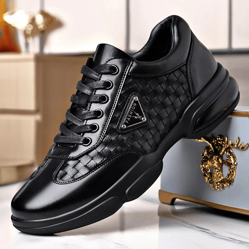 Men’s Casual Leather Sneakers – Wear-Resistant, Breathable Outdoor Training & Trekking Shoes