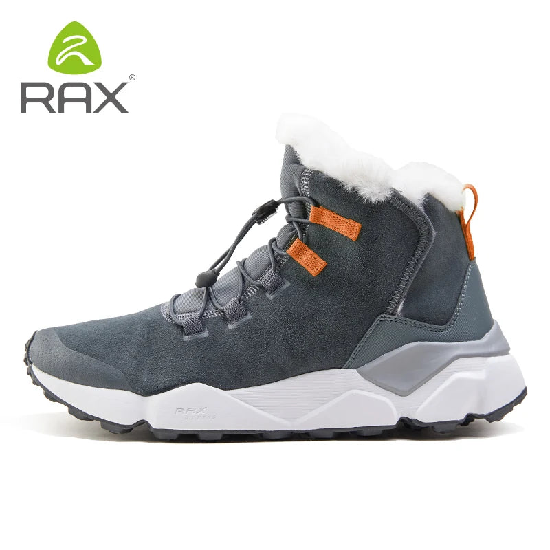 RAX Hiking Boots Men Waterproof Winter Snow Boots Fur lining Lightweight Trekking Shoes Warm Outdoor Sneakers Mountain Boots Men