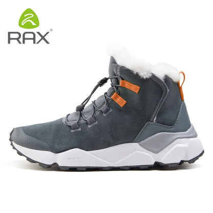RAX Hiking Boots Men Waterproof Winter Snow Boots Fur lining Lightweight Trekking Shoes Warm Outdoor Sneakers Mountain Boots Men