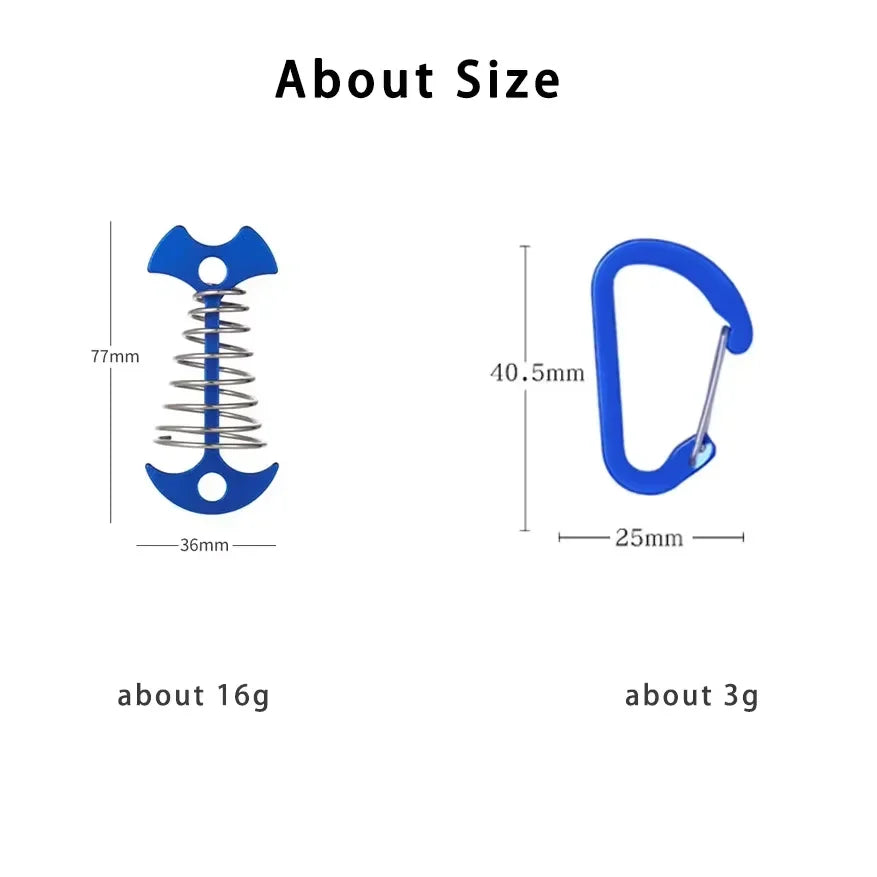 5pcs Fish Bone Shaped Tent Pegs with Rope Buckles Camping Deck Floor Nails Spring Design Outdoor Adventure Essential Accessories