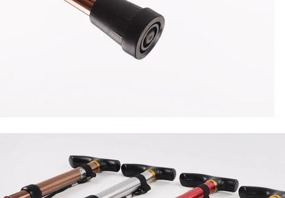 Multifunction Walking Stick Trekking Poles Telescopic Fold Crutches Hiking Stick Crutch Elderly Metal Stick Walking Cane Outdoor
