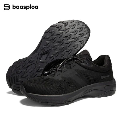 Baasploa Men Hiking Shoes Summer Breathable Comfort Soft Outdoor Sneakers New Solid Walking Shoes Anti Slip Wear-resistant