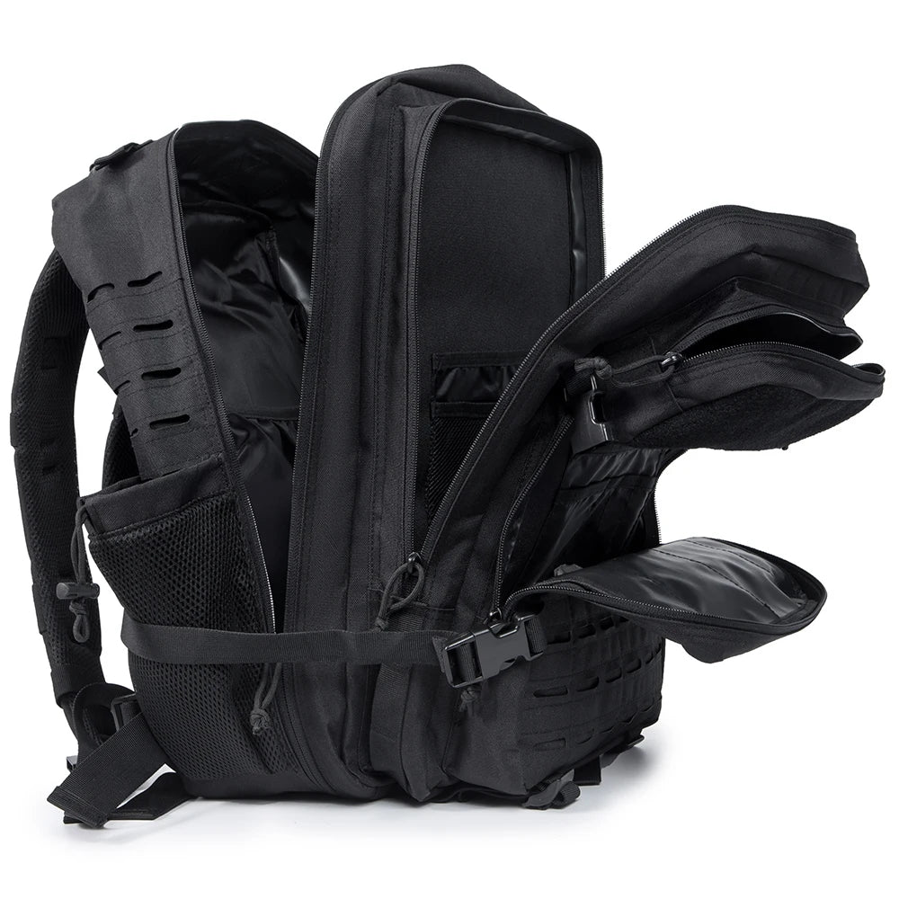 45L Tactical Backpack For Men With MOLLE Webbing System Outdoor Survival Gym Fitness Hiking Camping Backpack Dual Cup Holders Large Capacity Rucksack For Wilderness Trip Travel Daily Work Commute Outdoor Camping Activities Ge