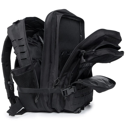 45L Tactical Backpack For Men With MOLLE Webbing System Outdoor Survival Gym Fitness Hiking Camping Backpack Dual Cup Holders Large Capacity Rucksack For Wilderness Trip Travel Daily Work Commute Outdoor Camping Activities Ge