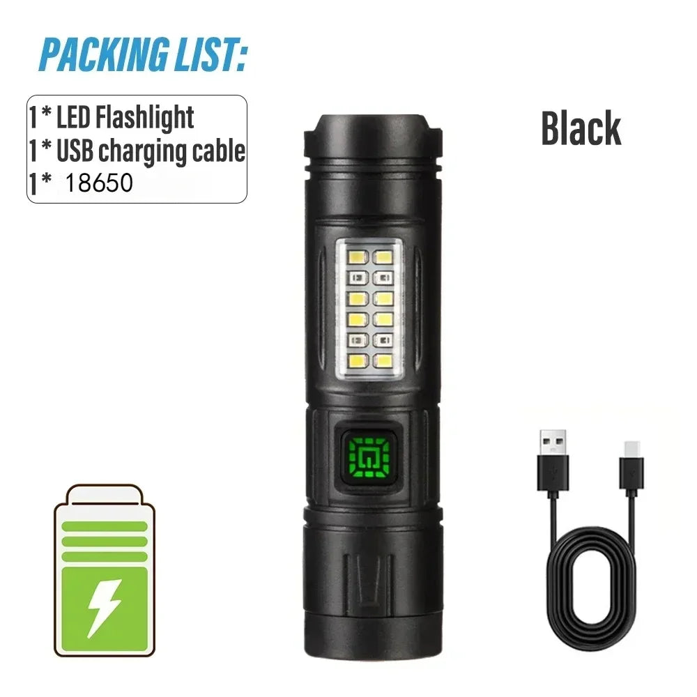 High Power Rechargeable LED Flashlight Strong Torch with Battery for Fishing Hunting Camping Lantern