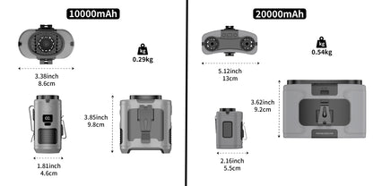 Socool Portable Waist Fan 10000mAh/20000mAh Handheld Hanging Neck Clip On Fan with Phone Charging LED Light for Outdoor Working