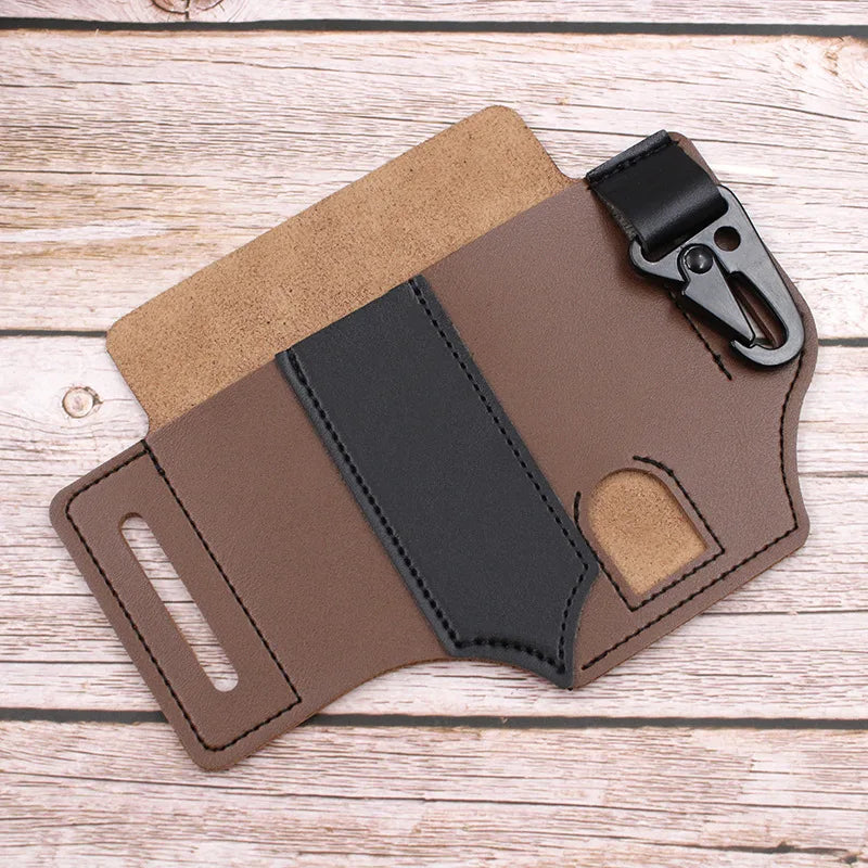 Outdoor Hunting Multi Tool Leather Bag, Portable Tool Storage Bag Leather Cover, Outdoor Camping Waist Leather Bag
