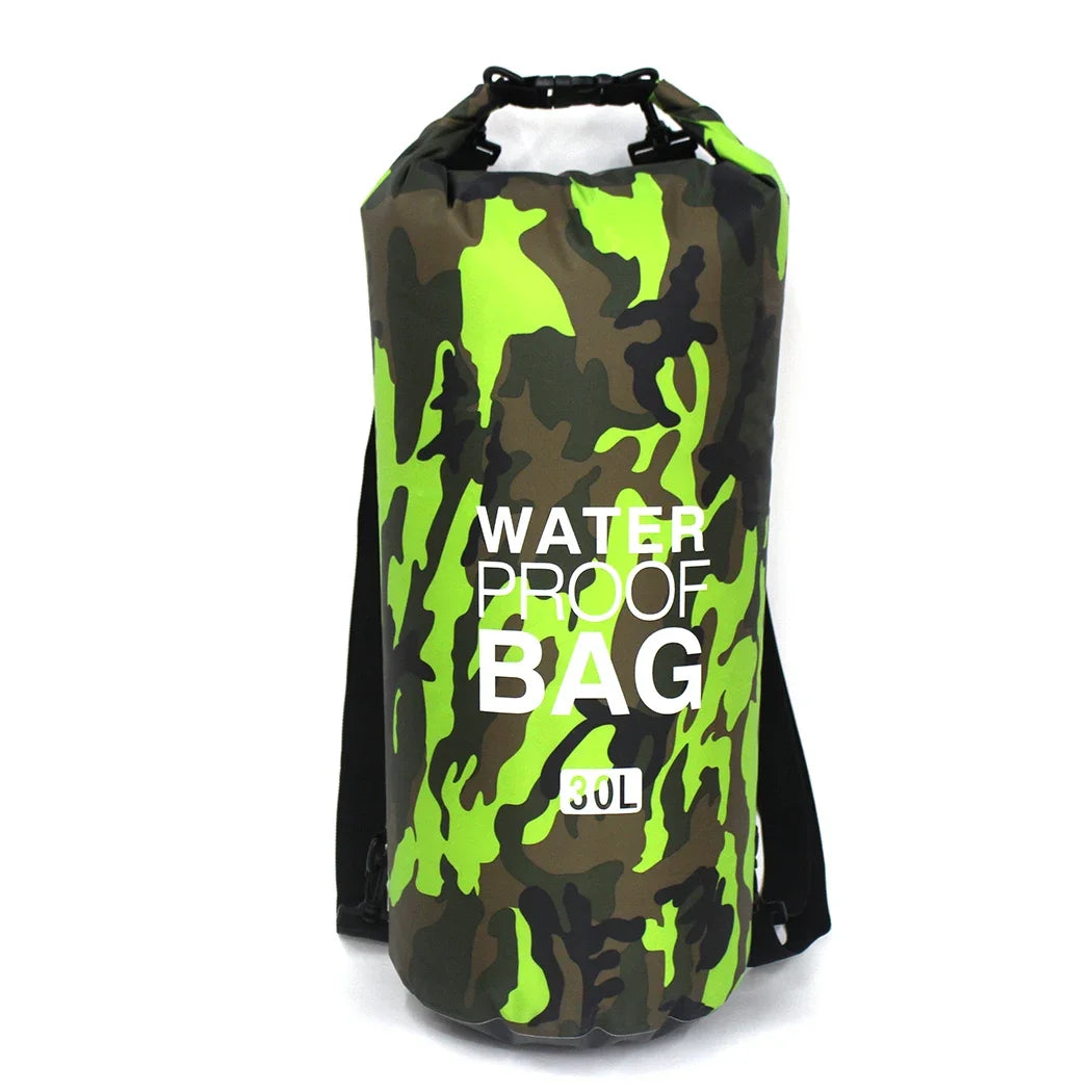 2/5/10/15/20/30L Outdoor Camouflage Waterproof Portable Rafting Diving Dry Bag Sack PVC Coated Swimming Bags for River Trekking