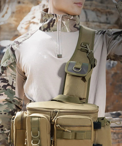 Fishing Tackle Sling Backpack with Rod Holder